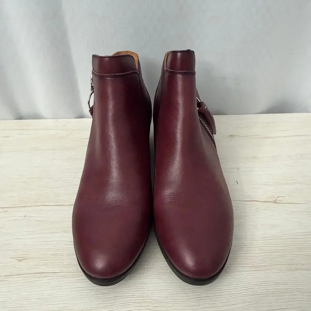 Pikolinos Boots Womens 8.5 Daroca Burgundy Red Leather Side Zip Ankle Booties 39